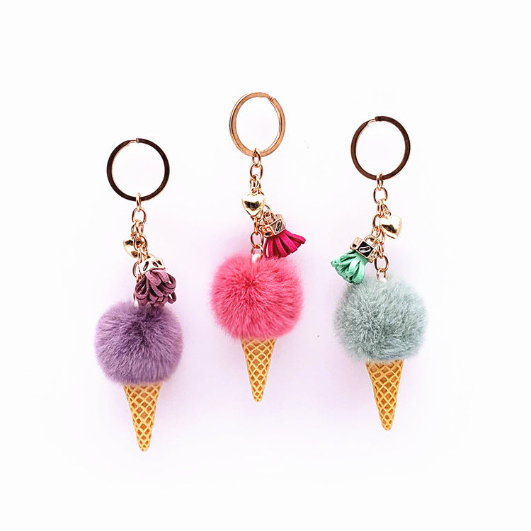 Cute Ice Cream Key Chain Plush Pendant for Bags